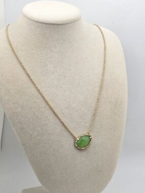Banana Republic Faceted Apple Green Pave Halo Necklace